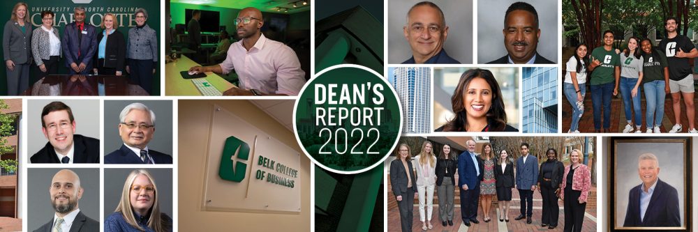 Collage of Belk College images for the 2022 Belk College Dean's Report