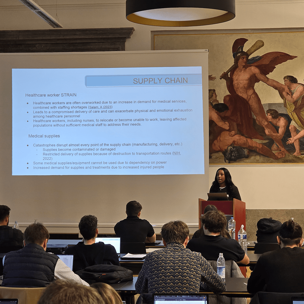 Eunice Okyere presented a case study on Hurricane Helene and the direct impacts on healthcare systems in Western North Carolina.