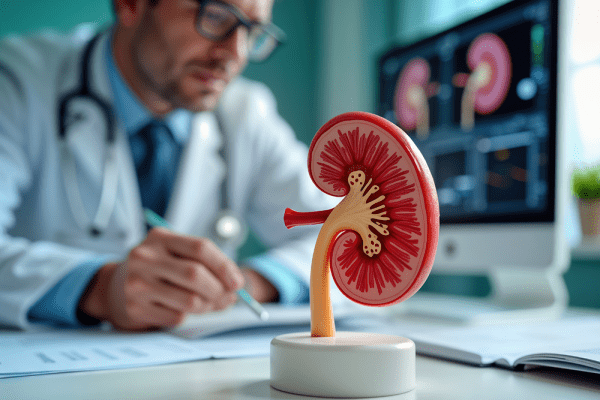 Adobe stock image of a kidney model and physician